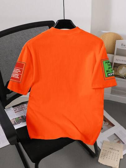 pomarańczowy T-shirt nadruk