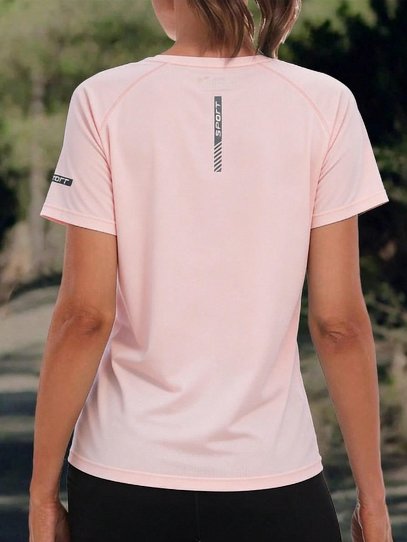 RÓŻOWY T-SHIRT OKRĄGŁY DEKOLT