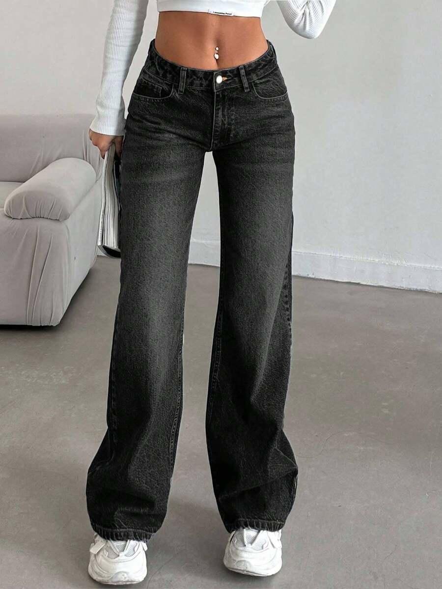 CZARNE SPODNIE JEANS