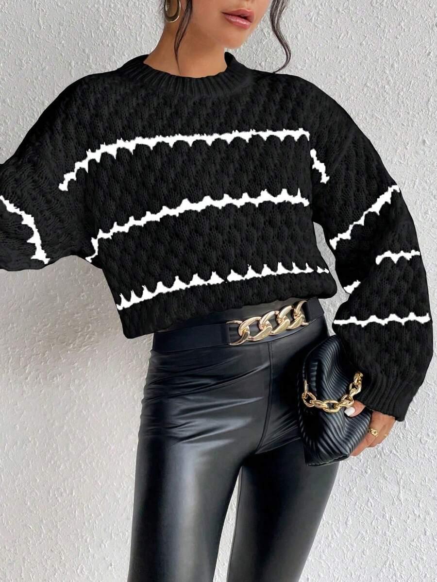 CZARNY SWETER KONTRAST 