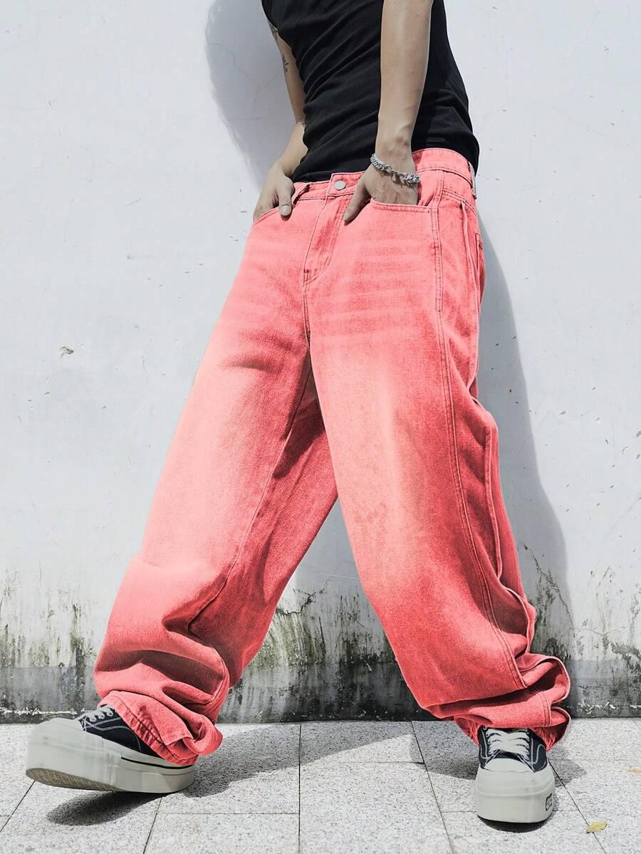 różowe spodnie jeans