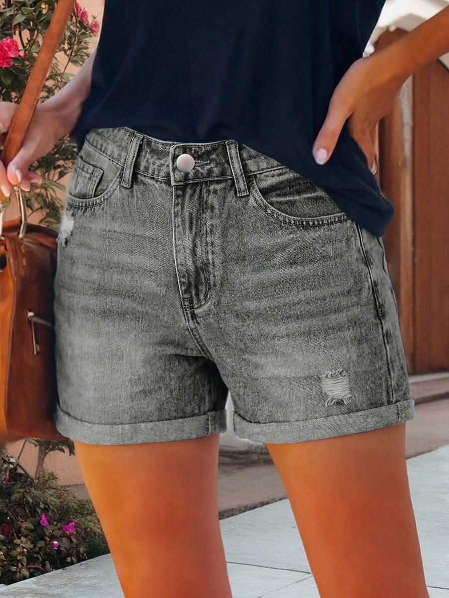 szare spodenki jeans