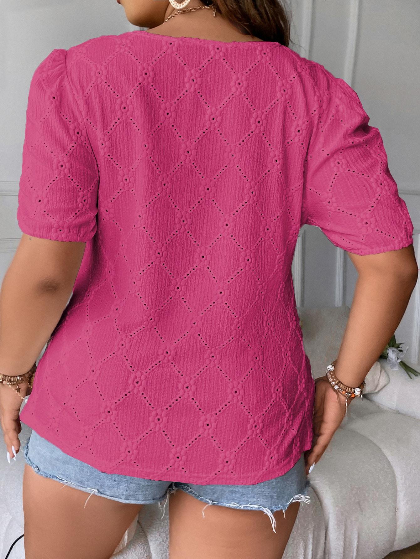 różowa bluzka v neck bufiaste rękawy