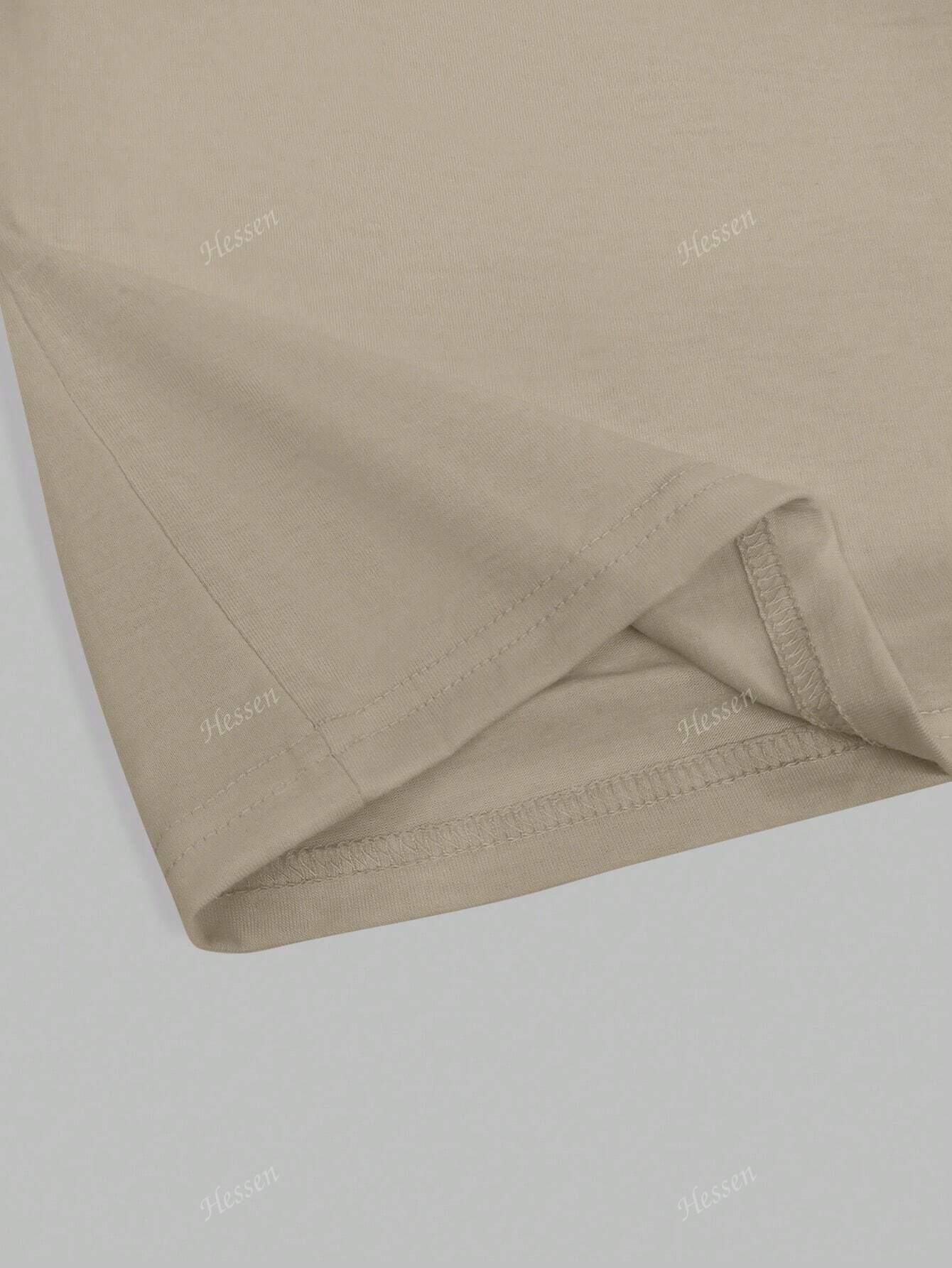 beżowy t-shirt okrągły dekolt
