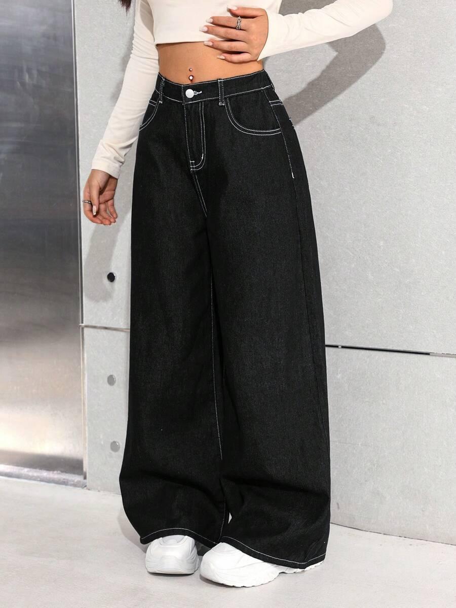 CZARNE SPODNIE JEANS