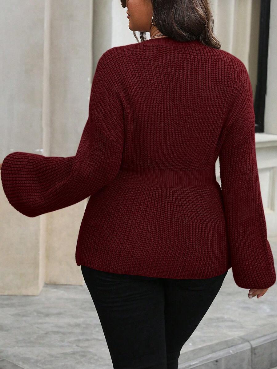 BORDOWY DZIANINOWY SWETER 
