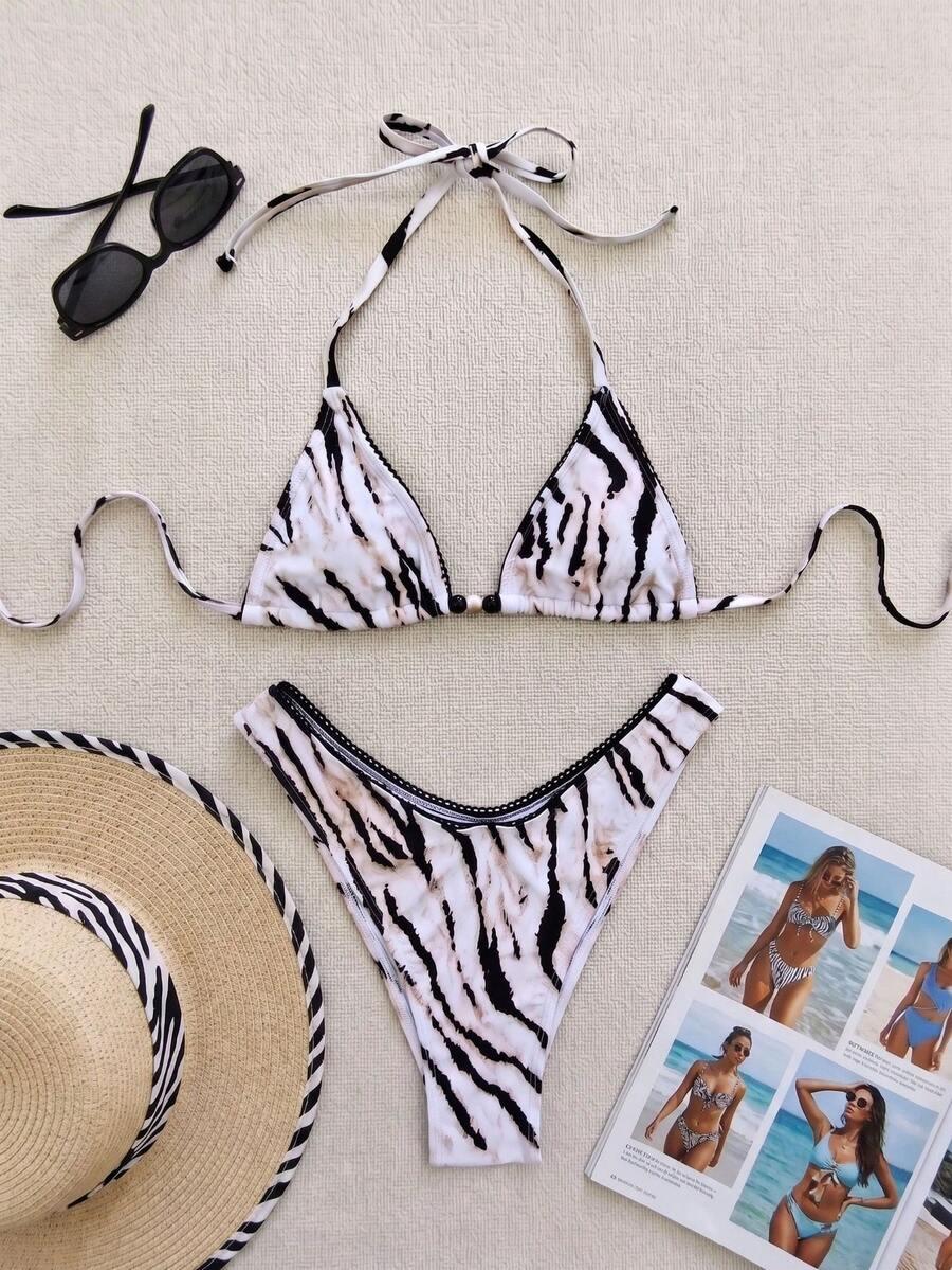 dwuczęściowy strój kąpielowy animal print