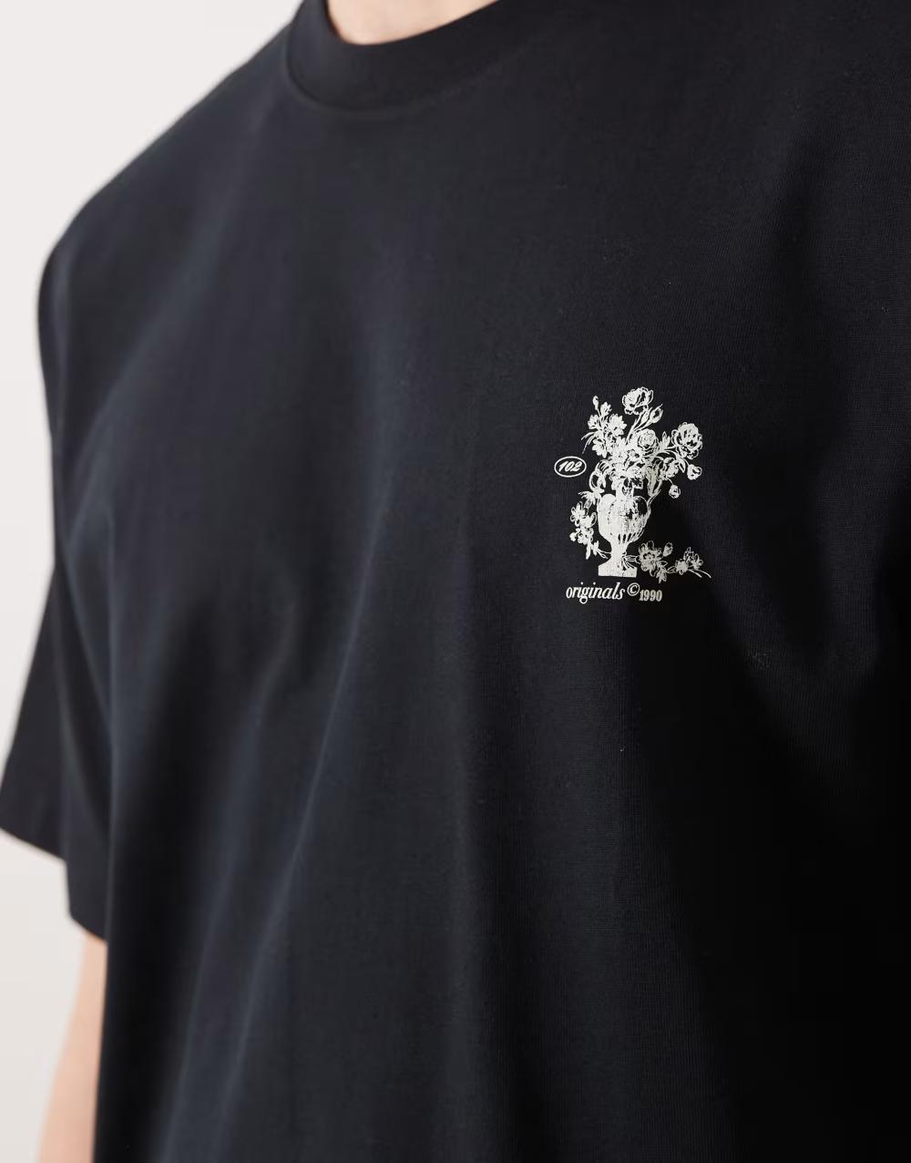 CZARNY T-SHIRT nadruk