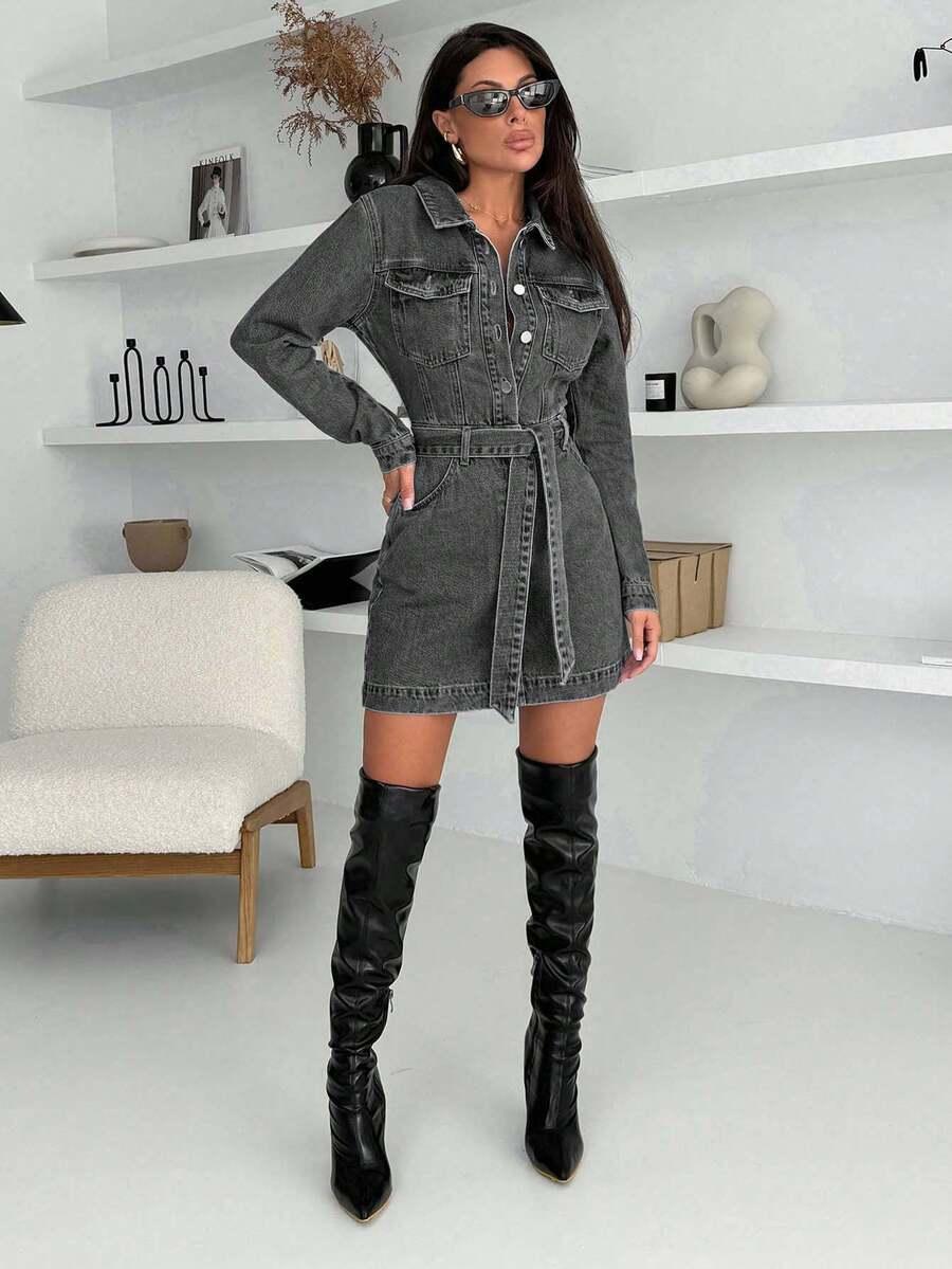 SZARA SUKIENKA JEANS 