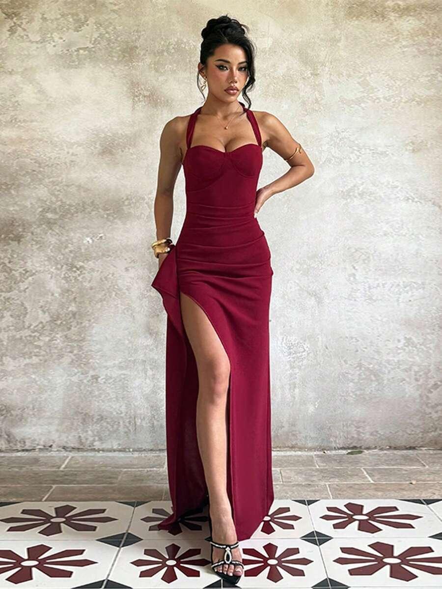 CZERWONA MAXI SUKIENKA