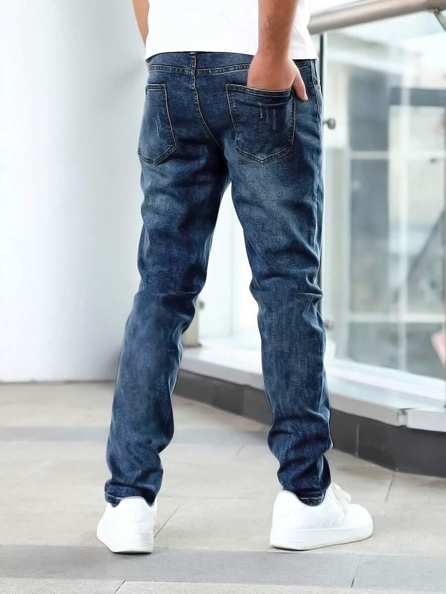 GRANATOWE SPODNIE JEANS