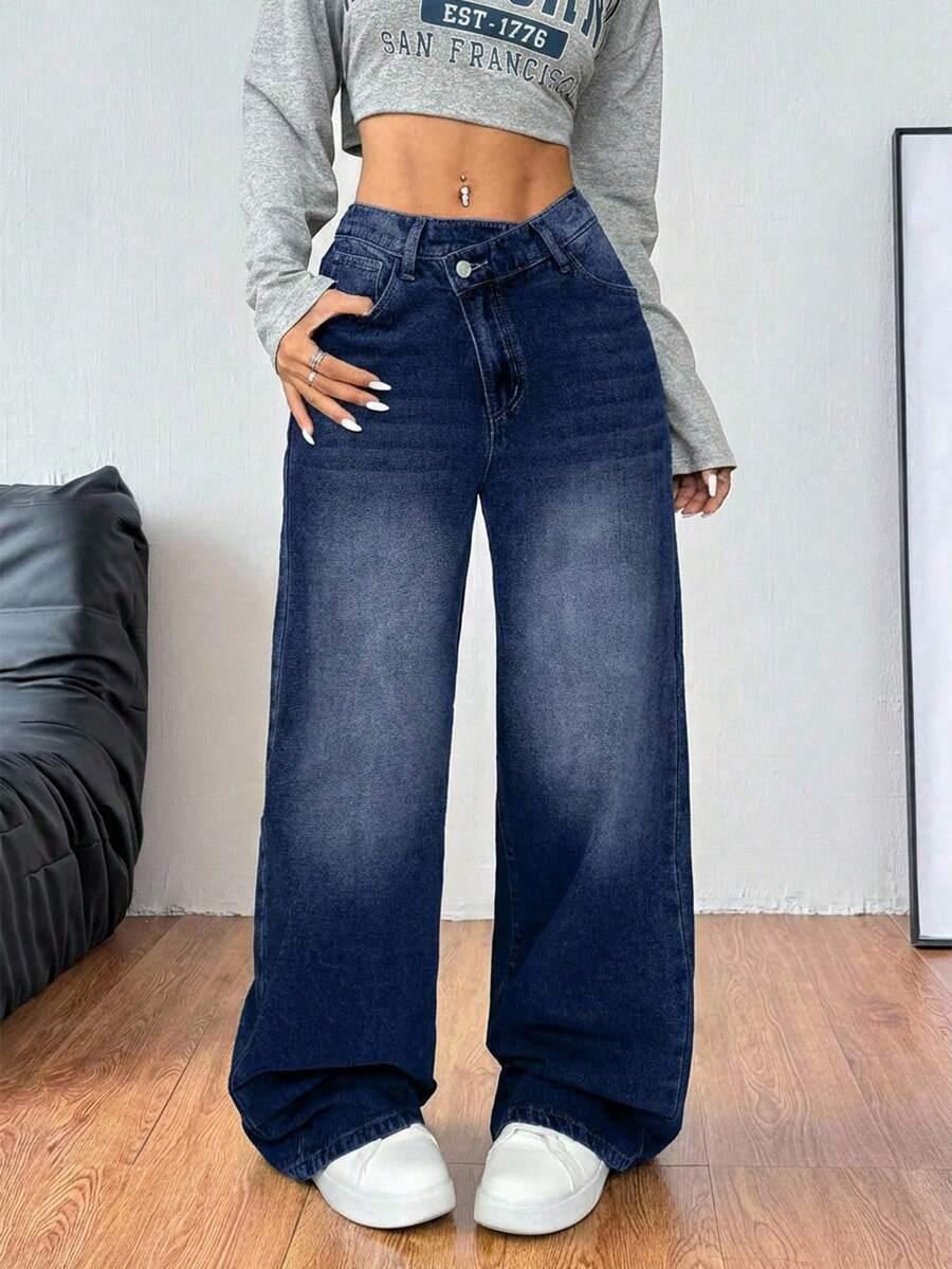 GRANATOWE SPODNIE JEANS