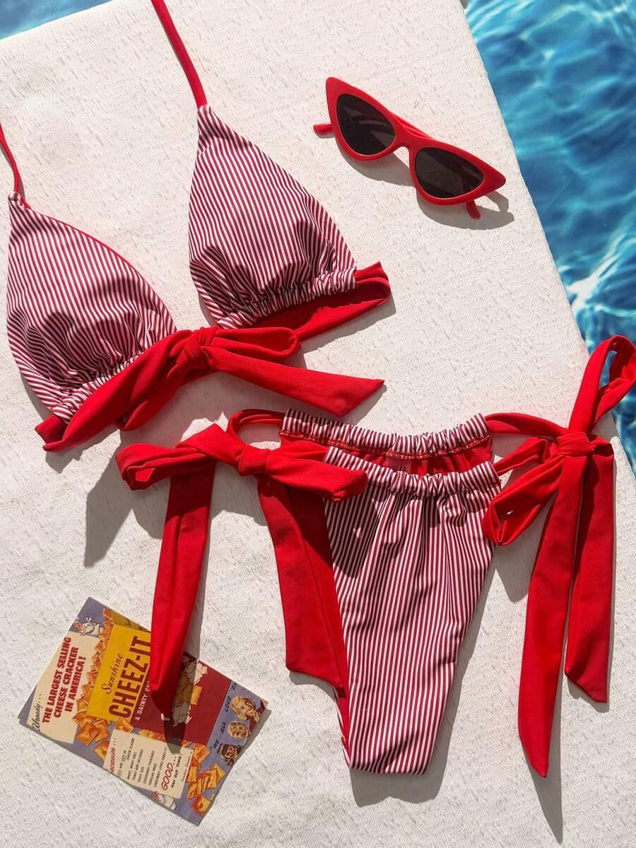 KOMPLET BIKINI W PASKI WIĄZANY