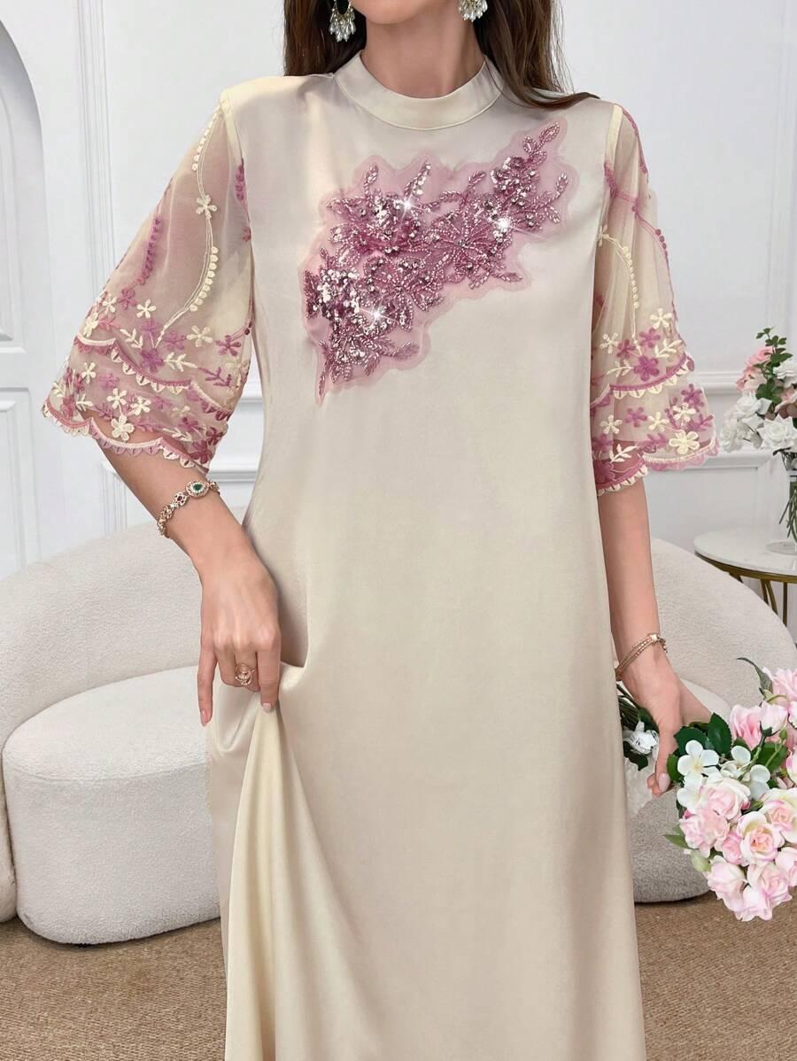 SUKIENKA MAXI ZDOBIENIE CEKINY 