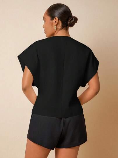 czarny top v-neck