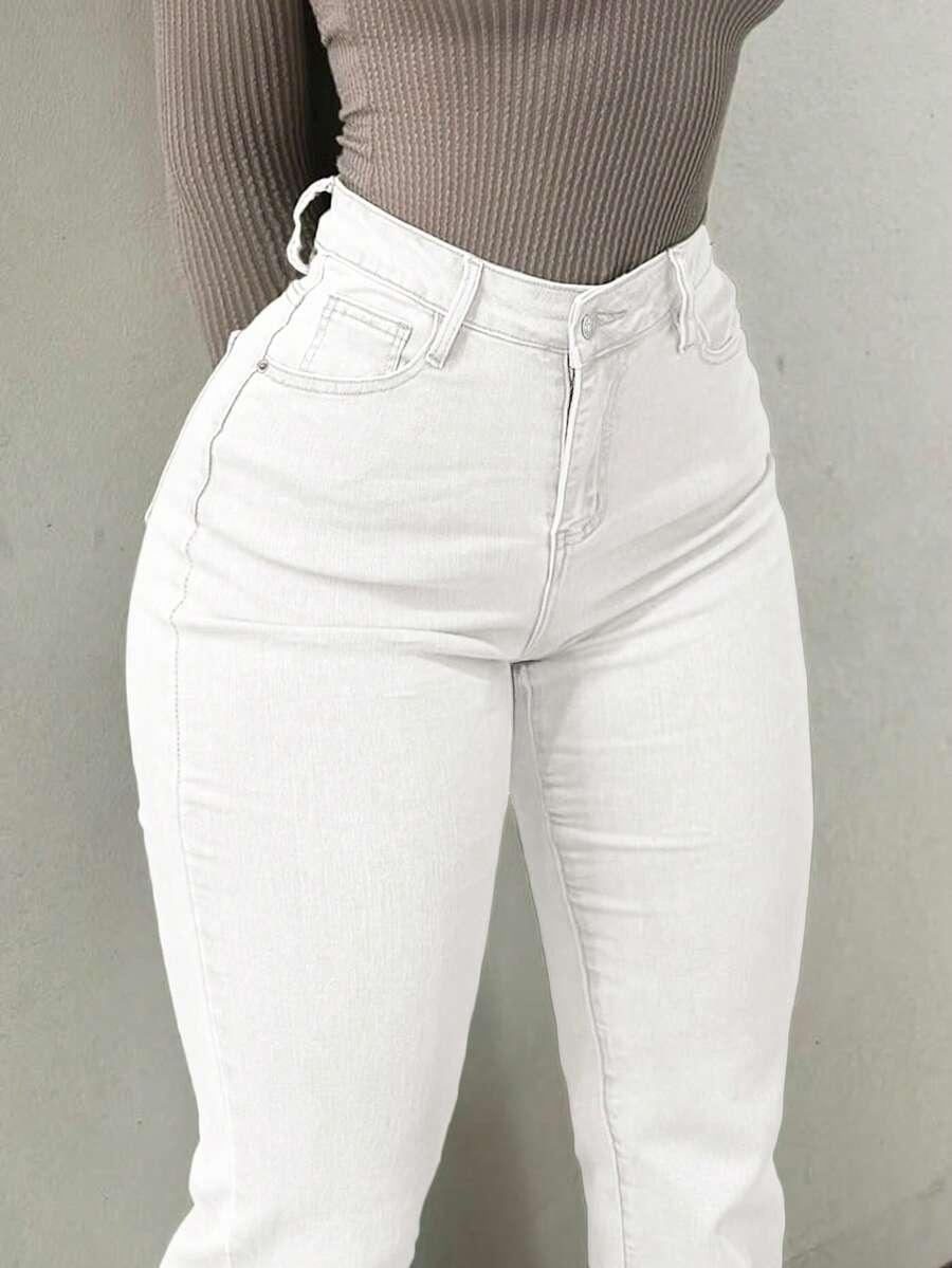 BIAŁE SPODNIE JEANS