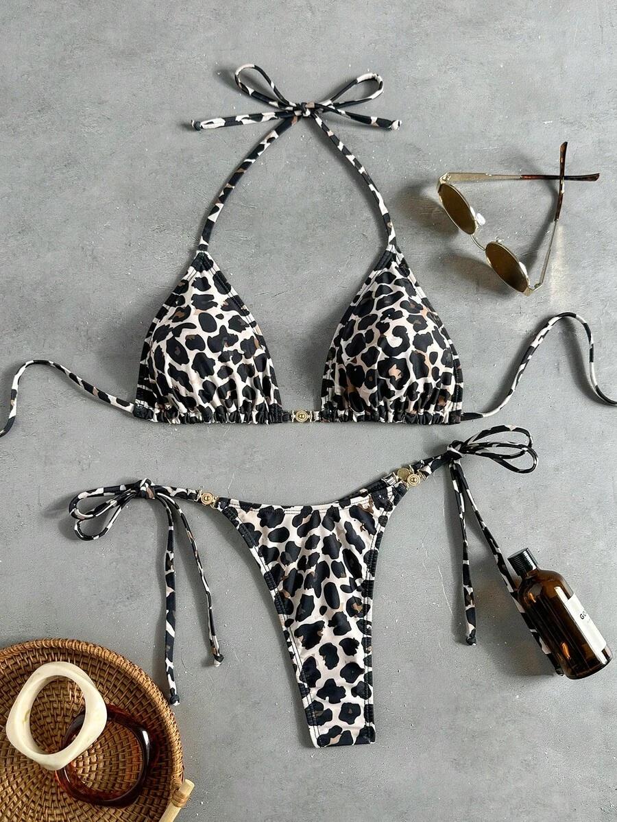 dwuczęściowy strój kąpielowy animal print