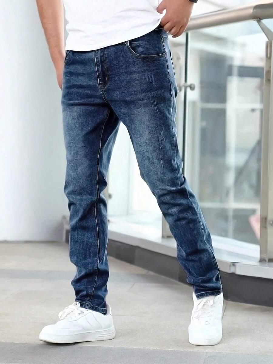 GRANATOWE SPODNIE JEANS