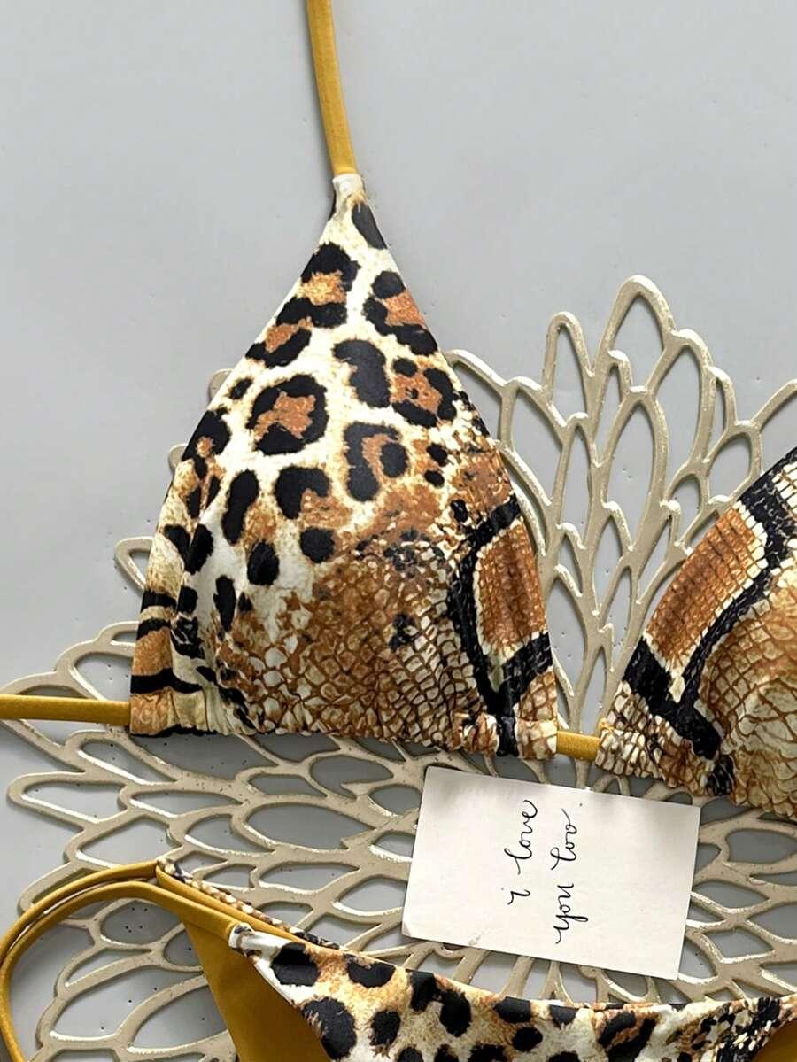 dwuczęściowy strój kąpielowy animal print