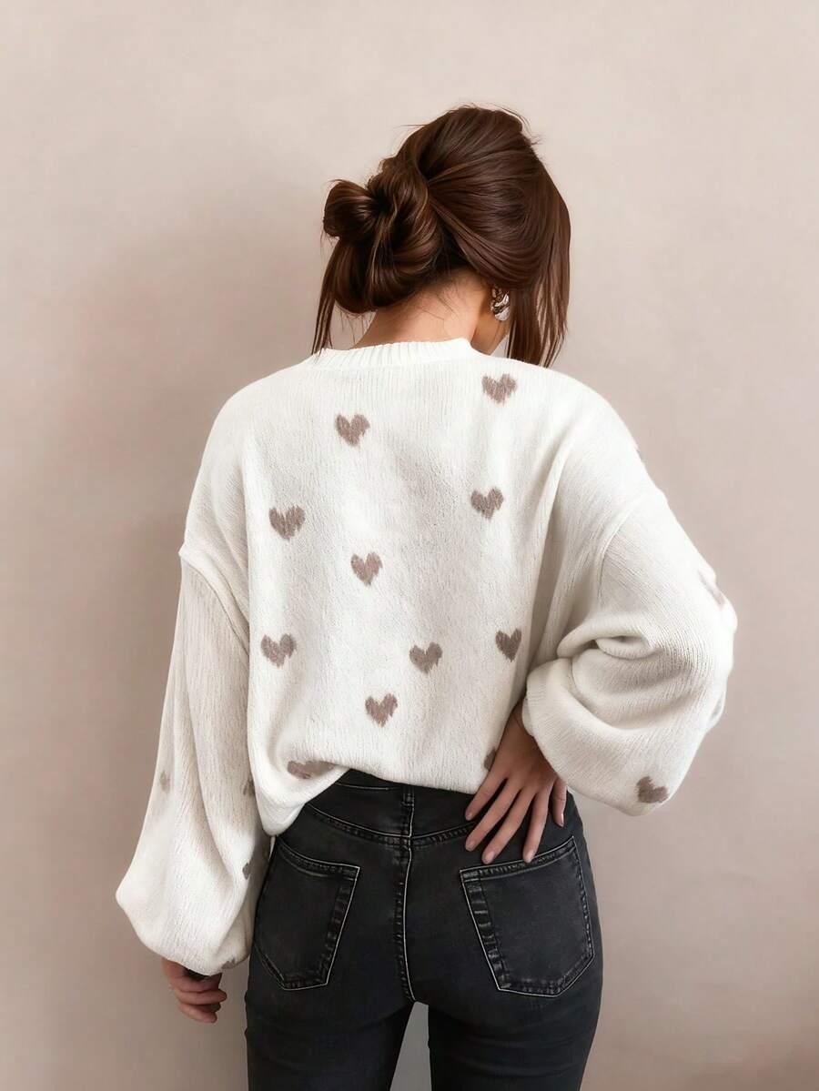 biały sweter print 
