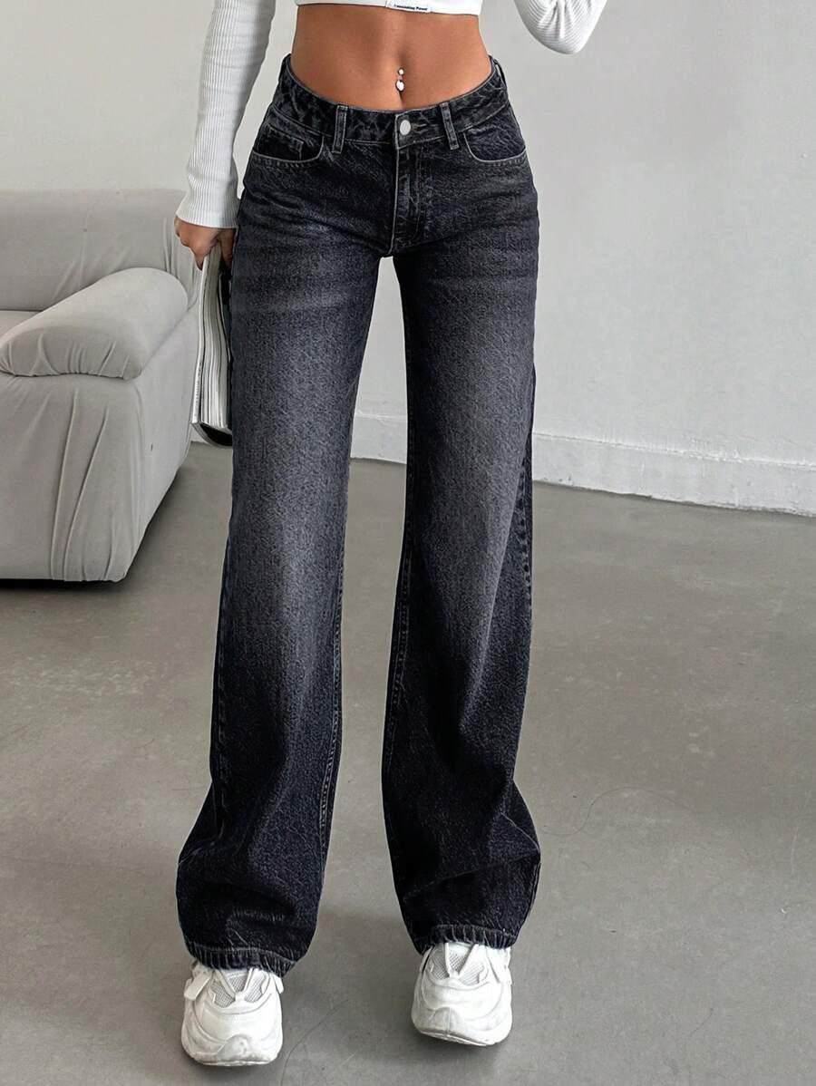 CZARNE SPODNIE JEANS 