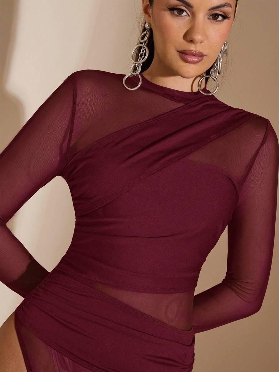 bordowe BODY SIATECZKA