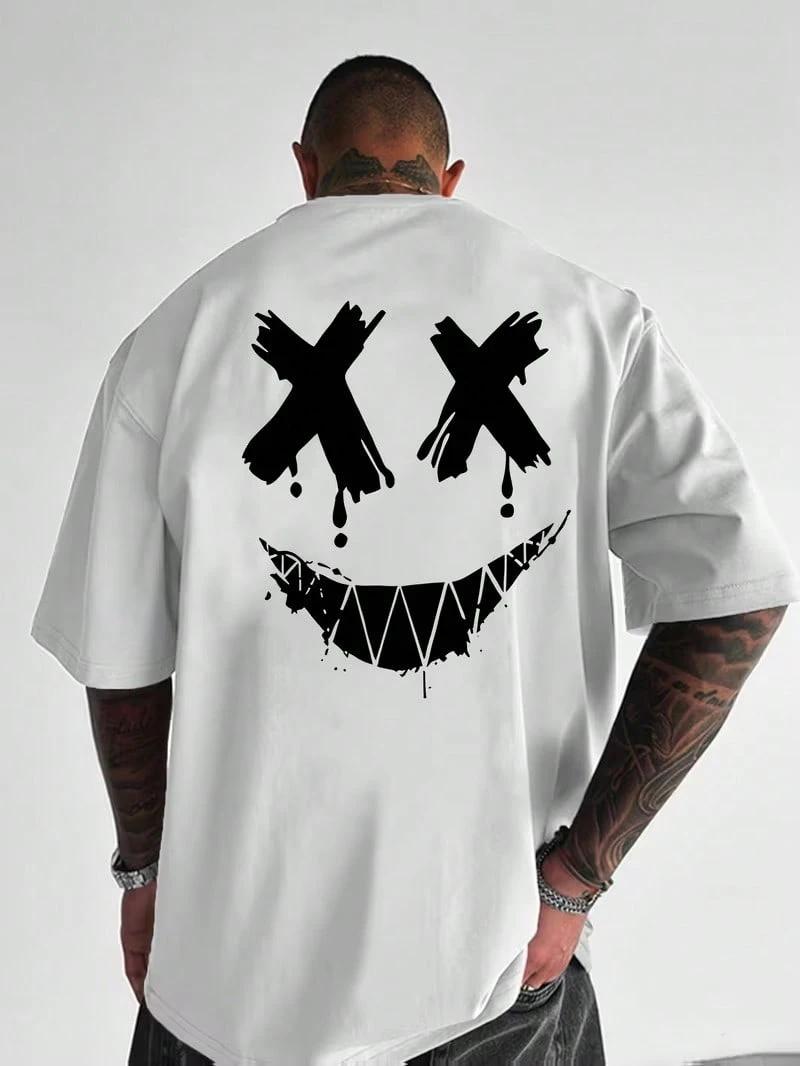 biały t-shirt oversize nadruk