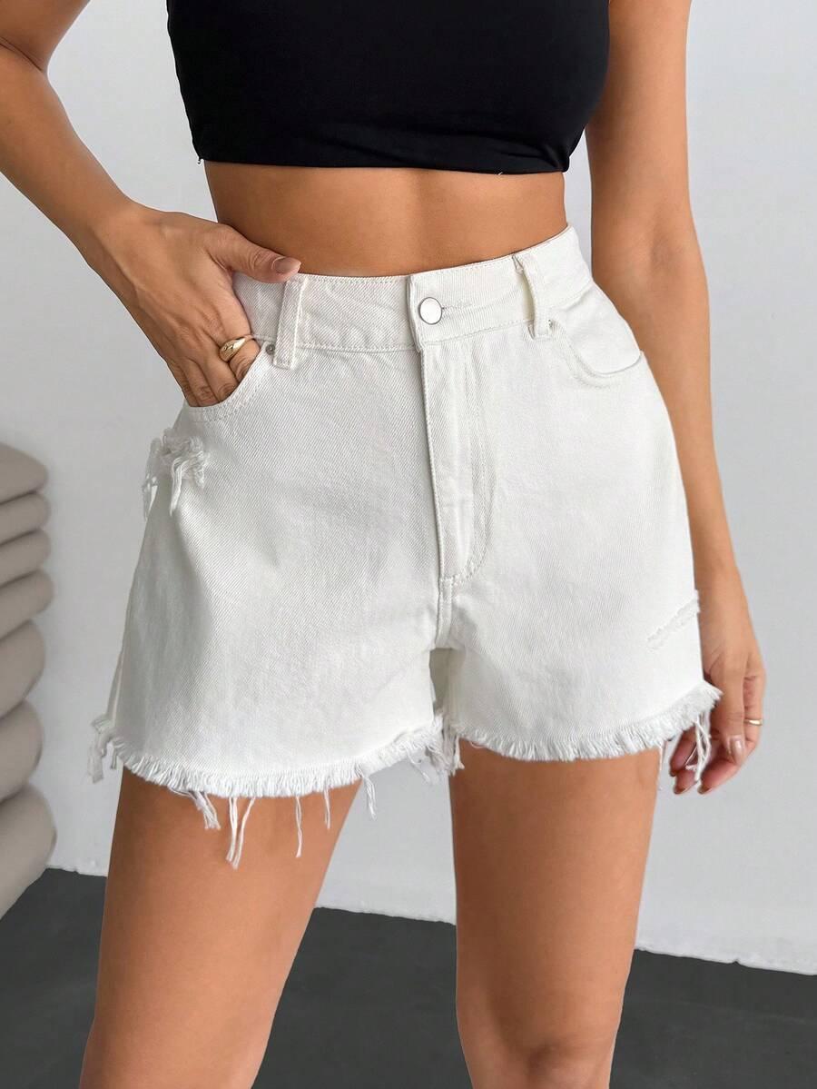 BIAŁE SPODENKI JEANS