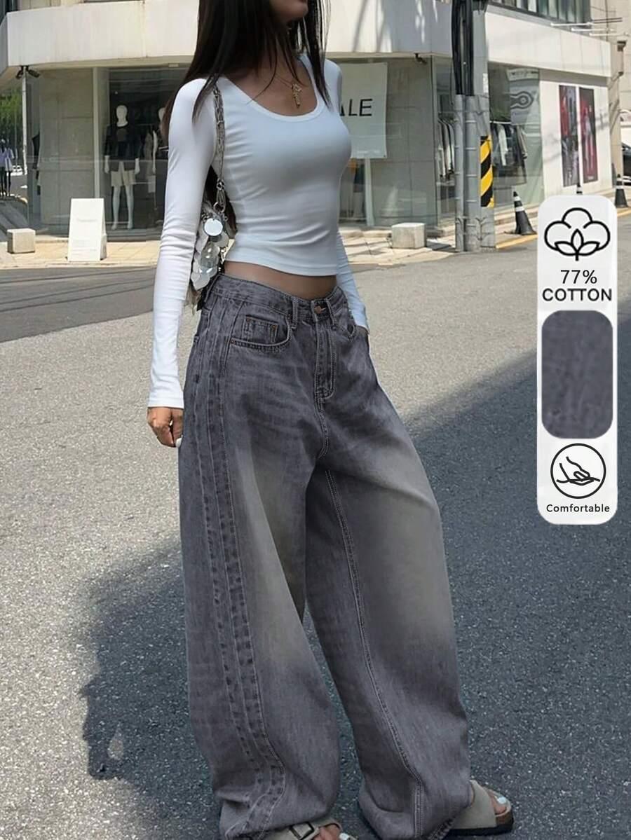 SZARE SPODNIE JEANS 