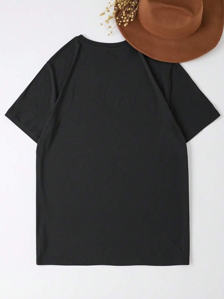 t-shirt okrągły dekolt nadruk 