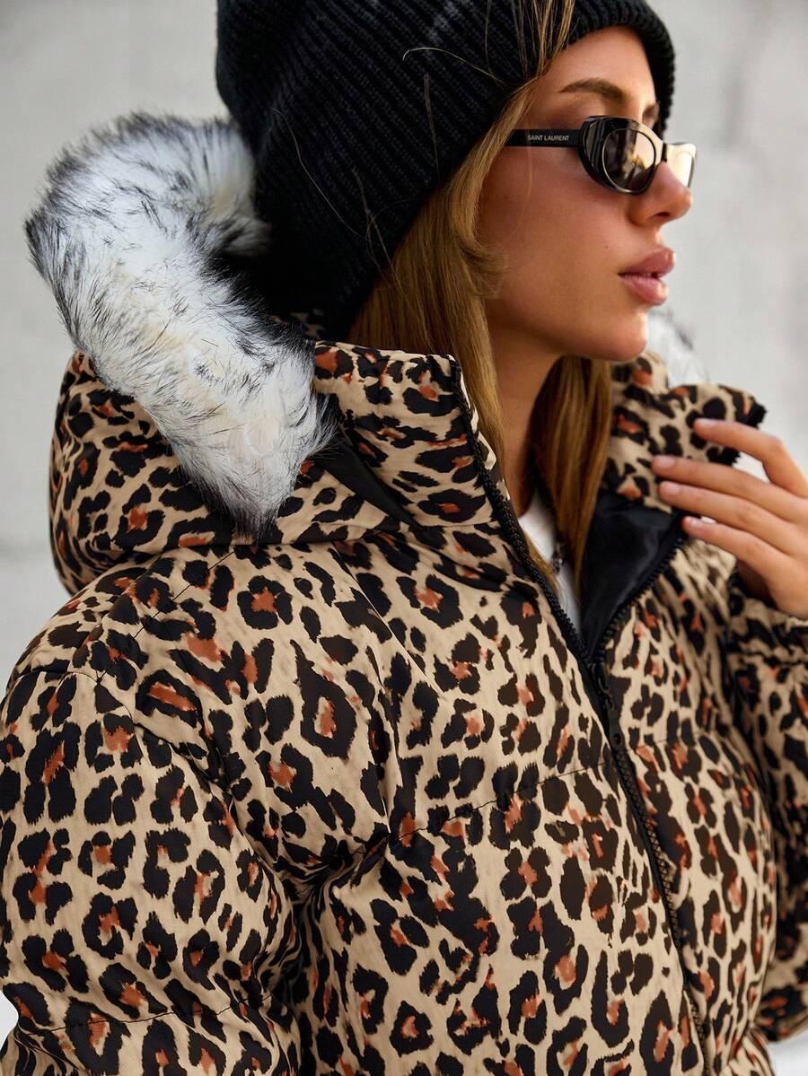 pikowana kurtka animal print