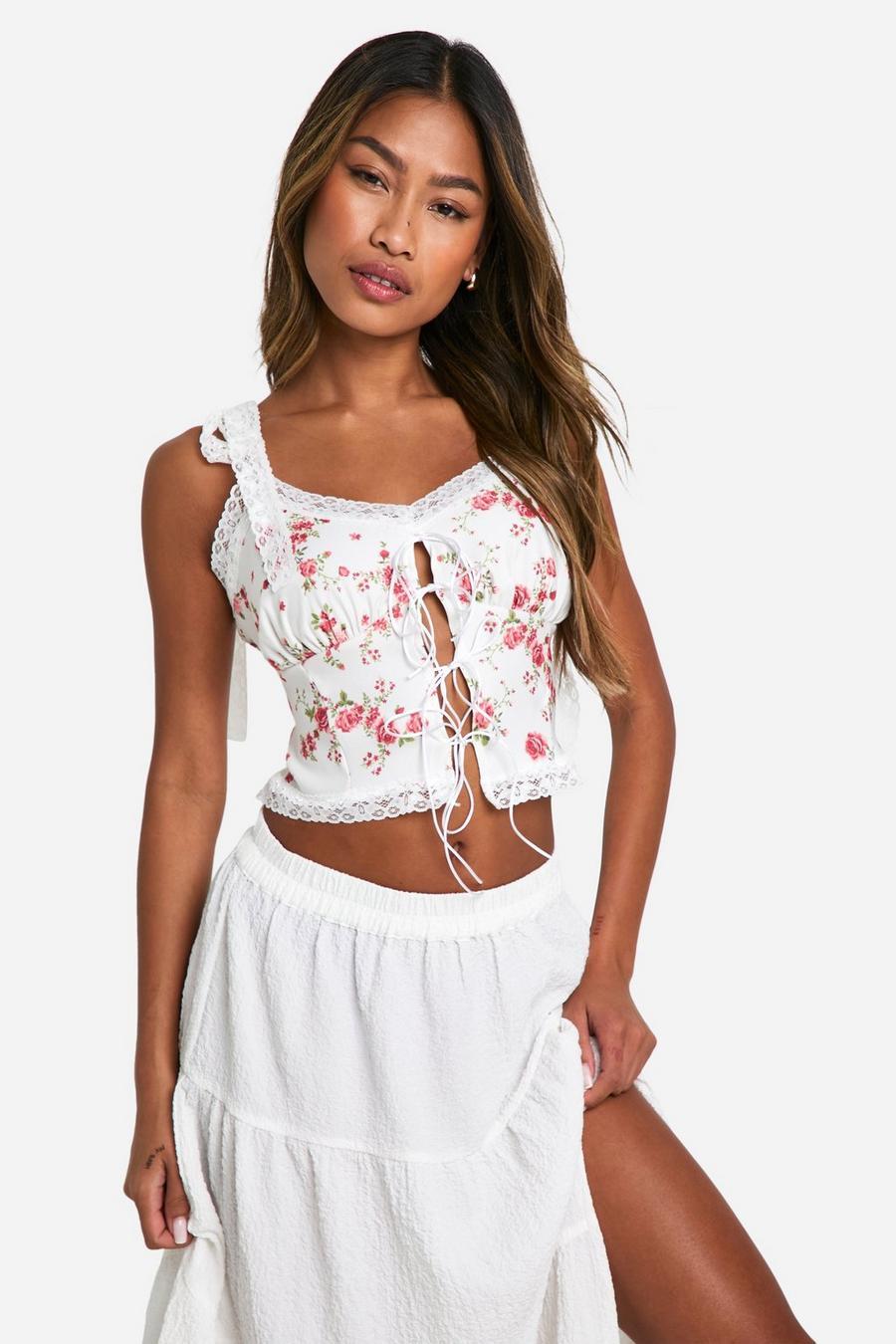 WIĄZANY TOP W KWIATY 