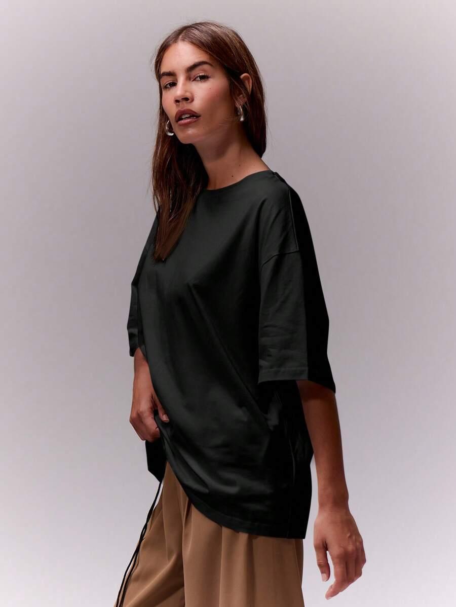 CZARNY T-SHIRT OVERSIZE