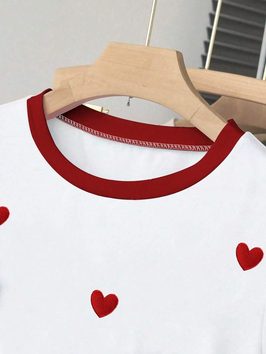 DZIEWCZĘCY T-SHIRT W SERDUSZKA 