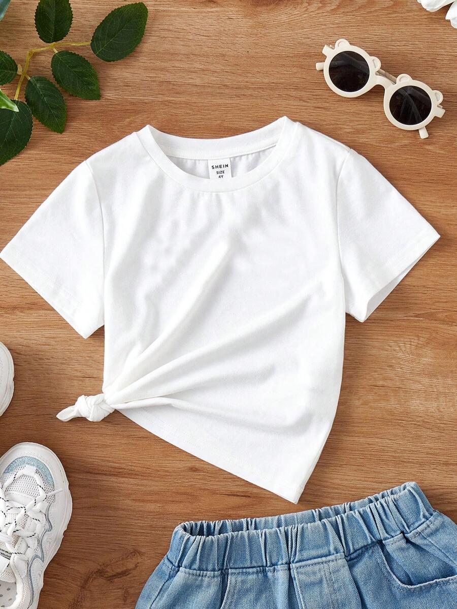 BIAŁY T-SHIRT Z KRÓTKIM RĘKAWEM