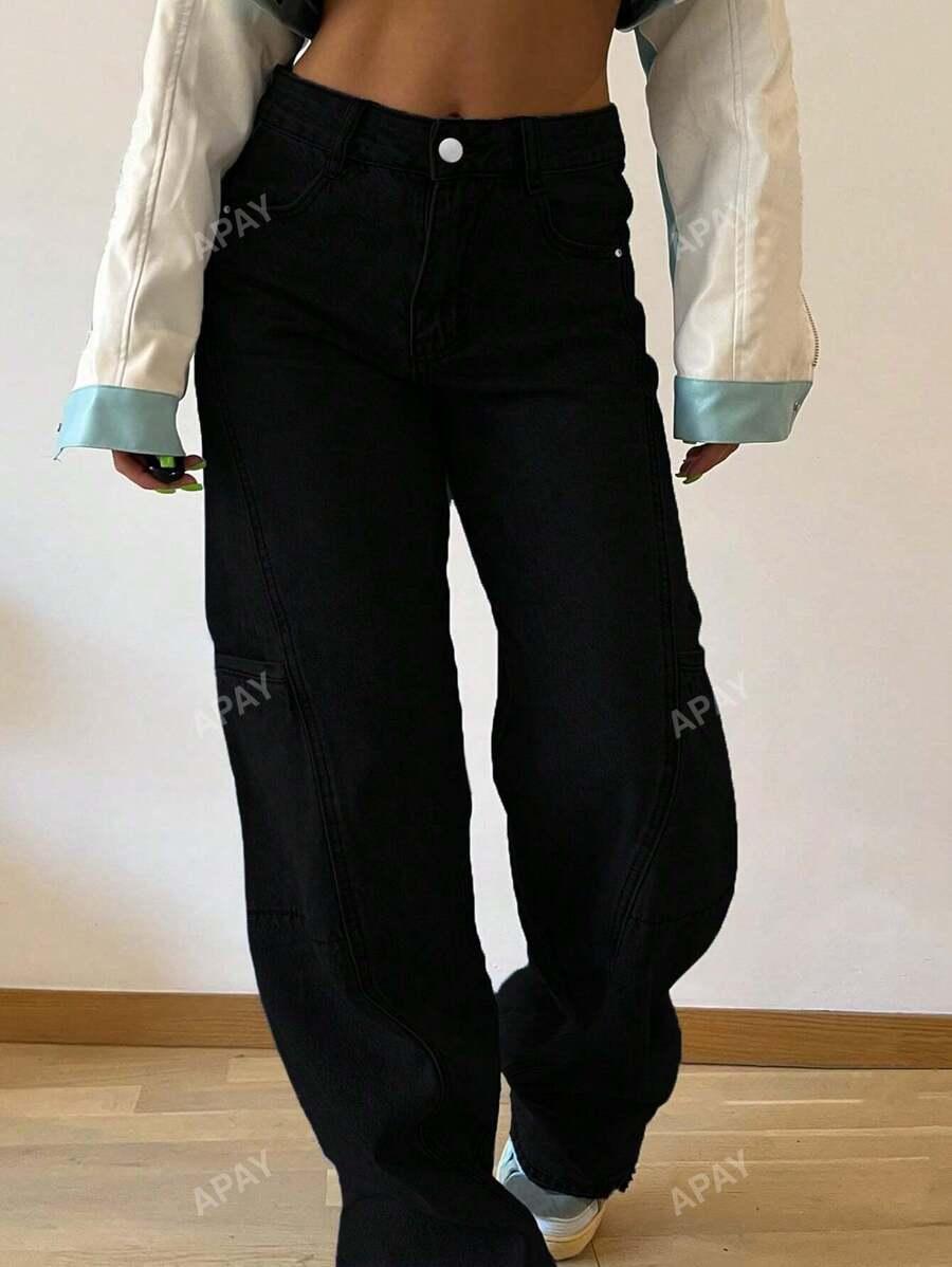 CZARNE SPODNIE JEANS BOYFRIEND