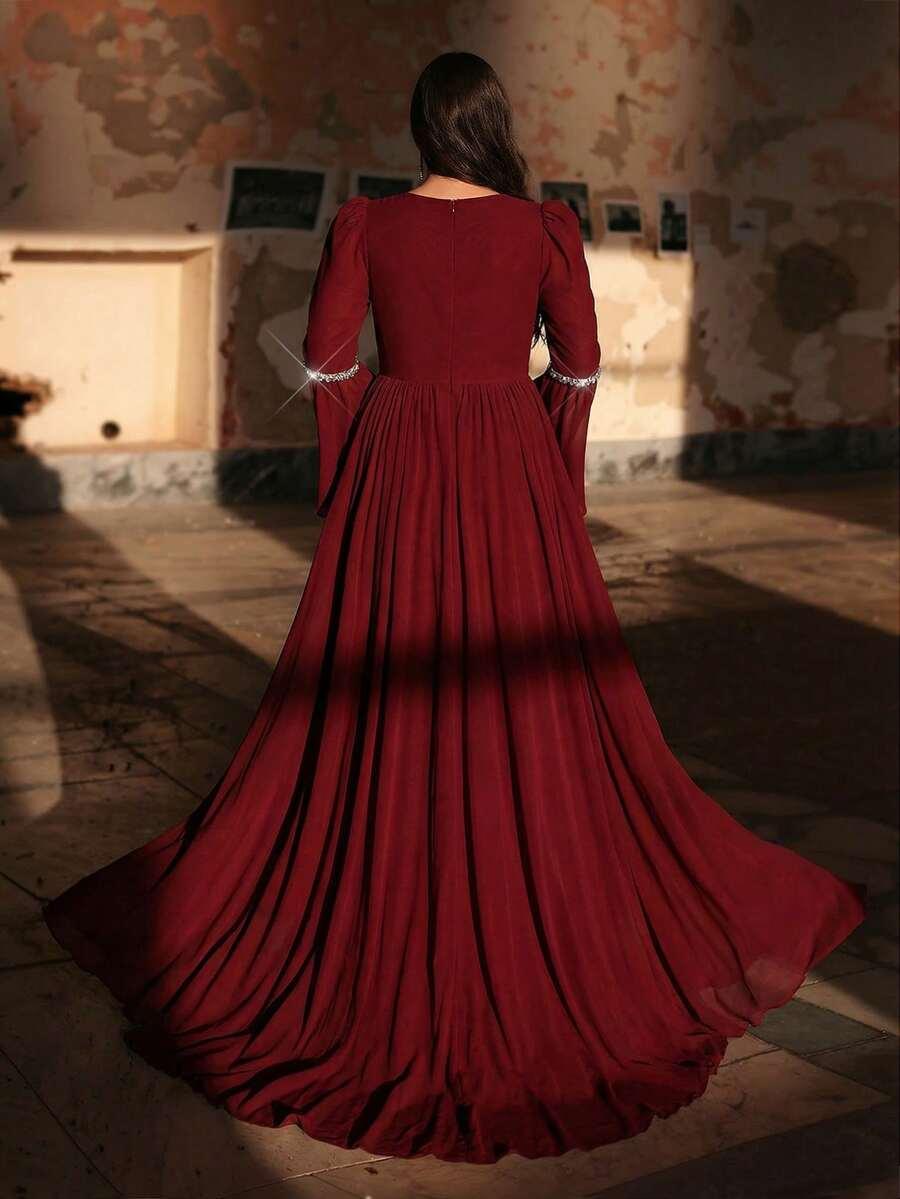 CZERWONA MAXI SUKIENKA