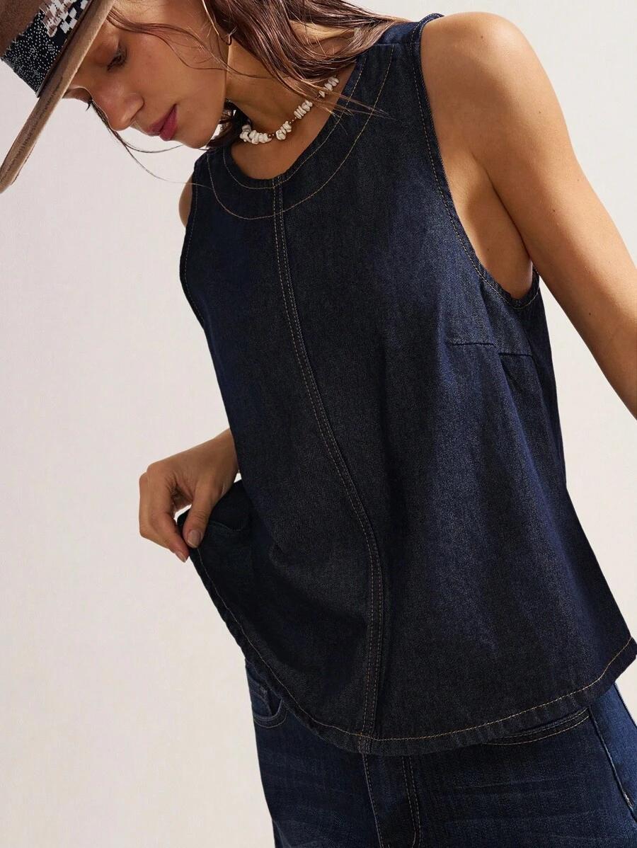 niebieska kamizelka jeans