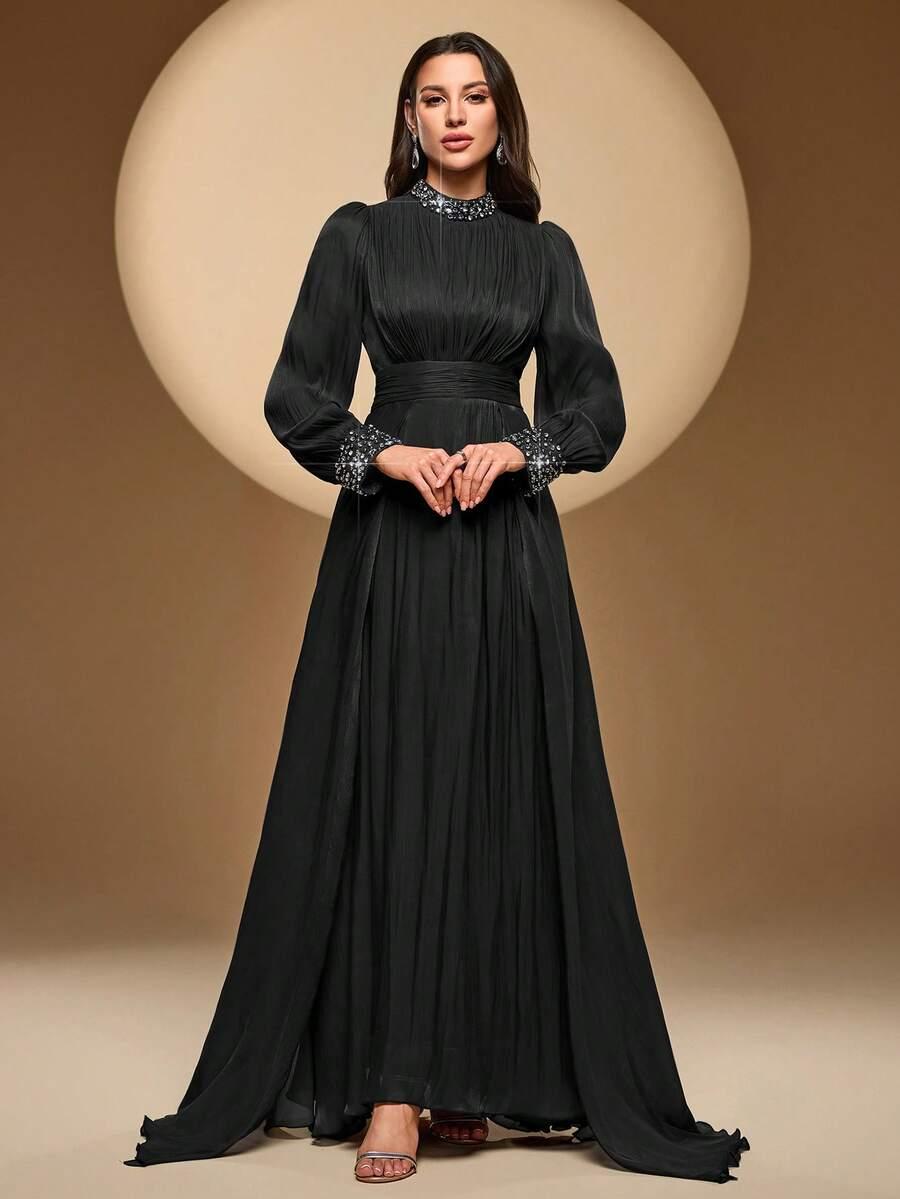 czarna sukienka maxi