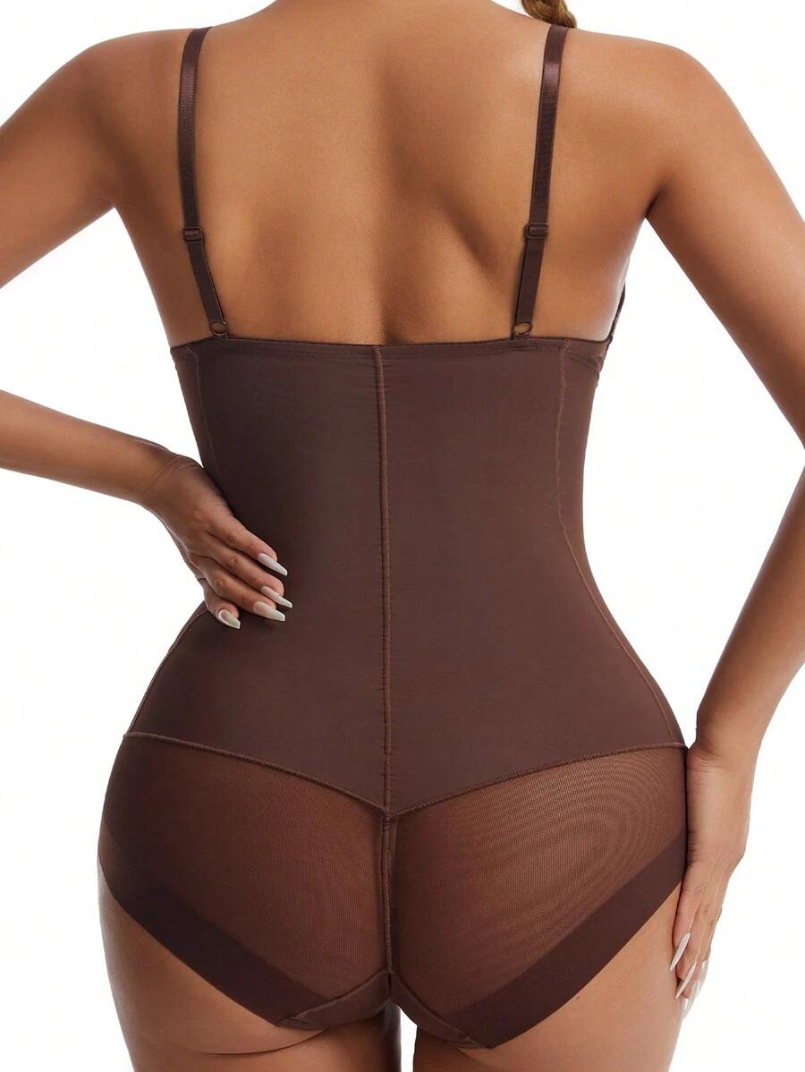 brązowe modelujące body na ramiączkach