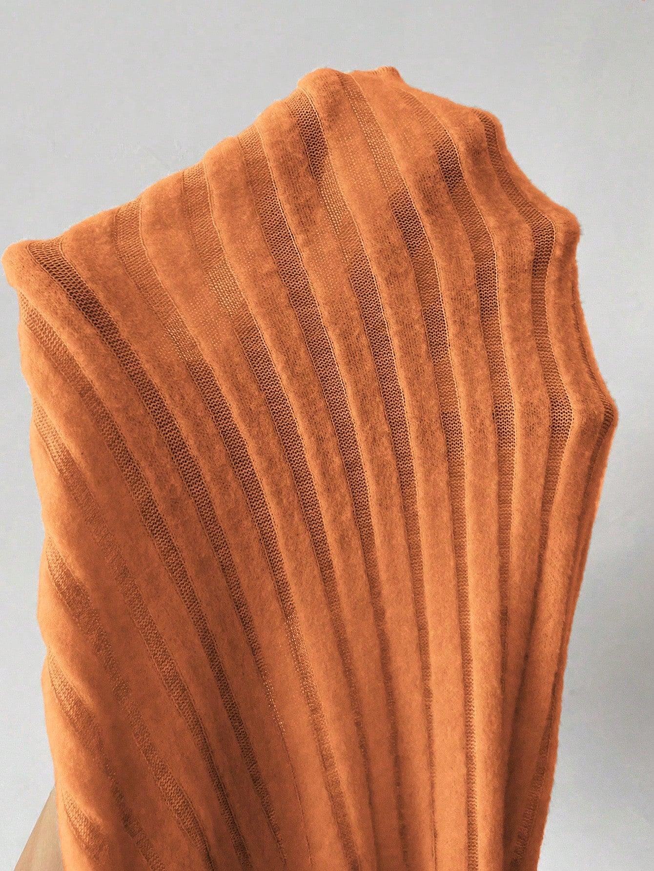 pomarańczowy prążkowany sweter rozszerzane rękawy