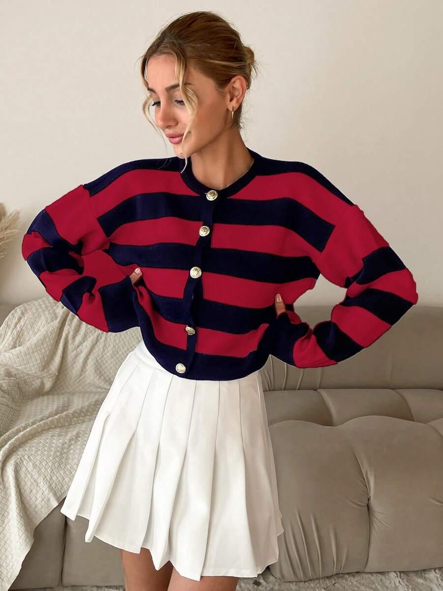 rozpinany sweter paski
