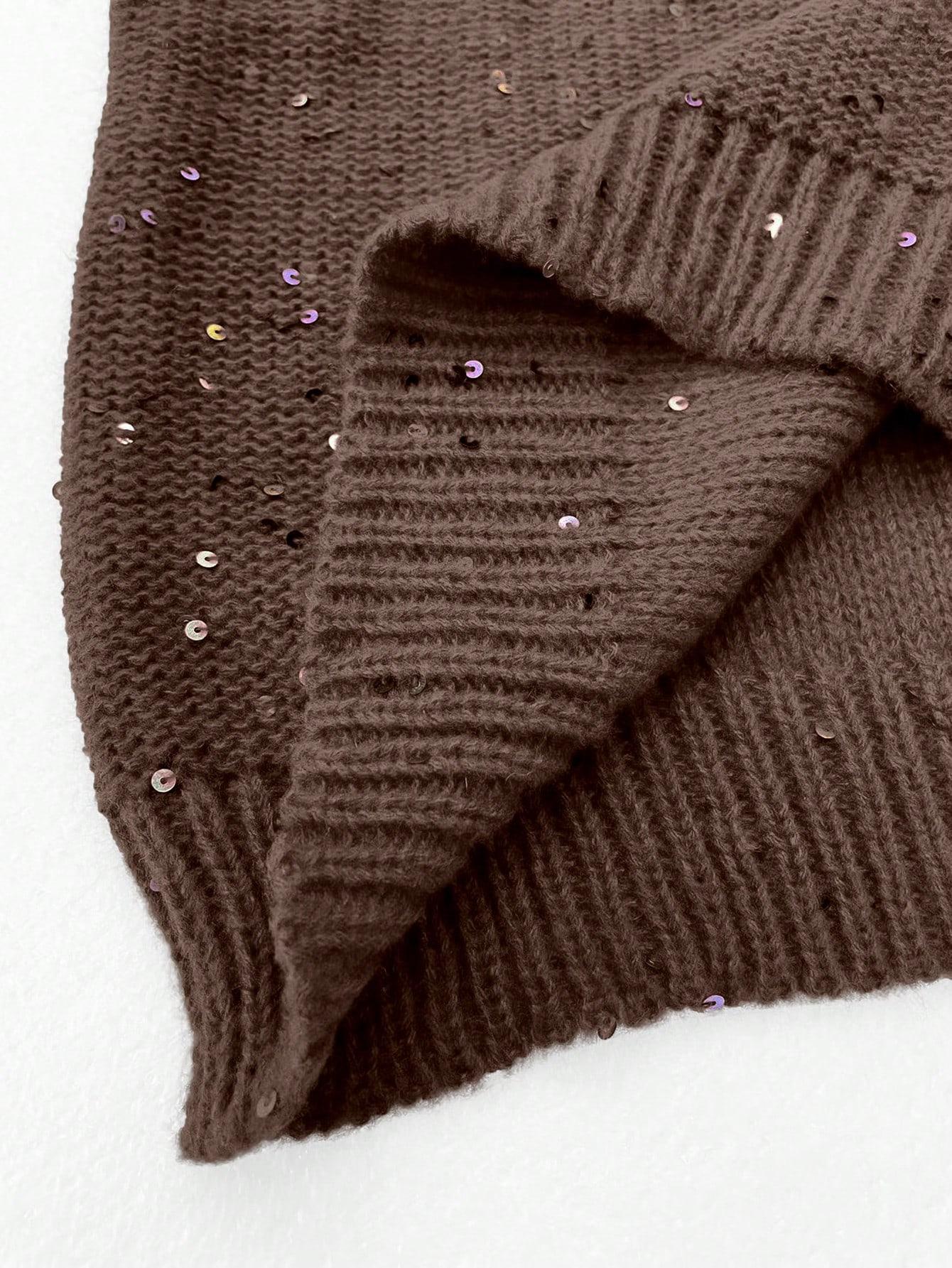 brązowy sweter cekiny