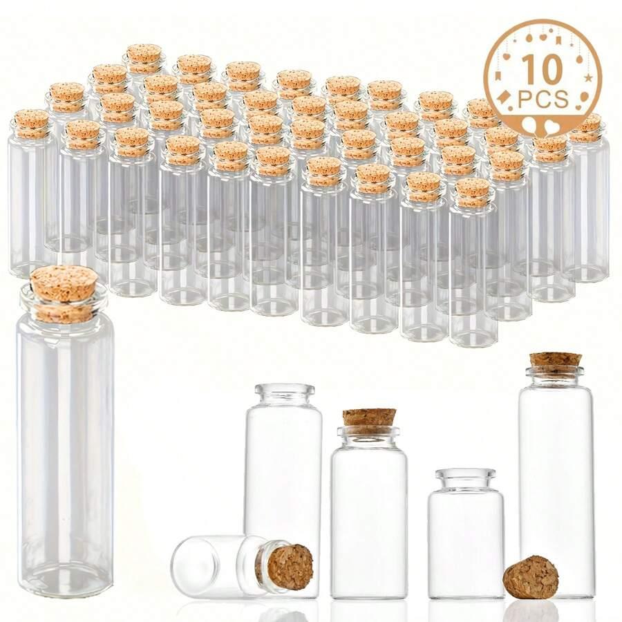 SZKLANE BUTELECZKI Z KORKIEM 10-PACK
