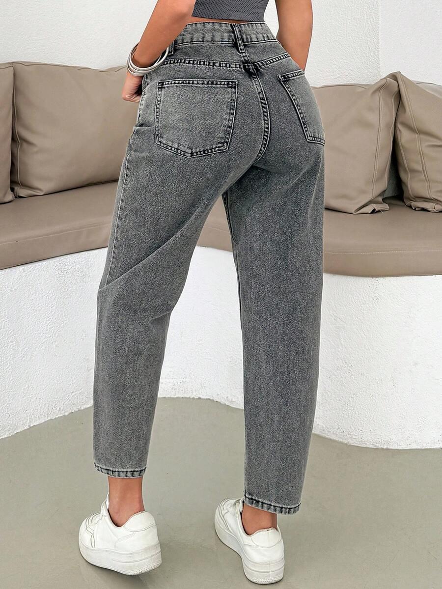 SZARE SPODNIE MOM JEANS