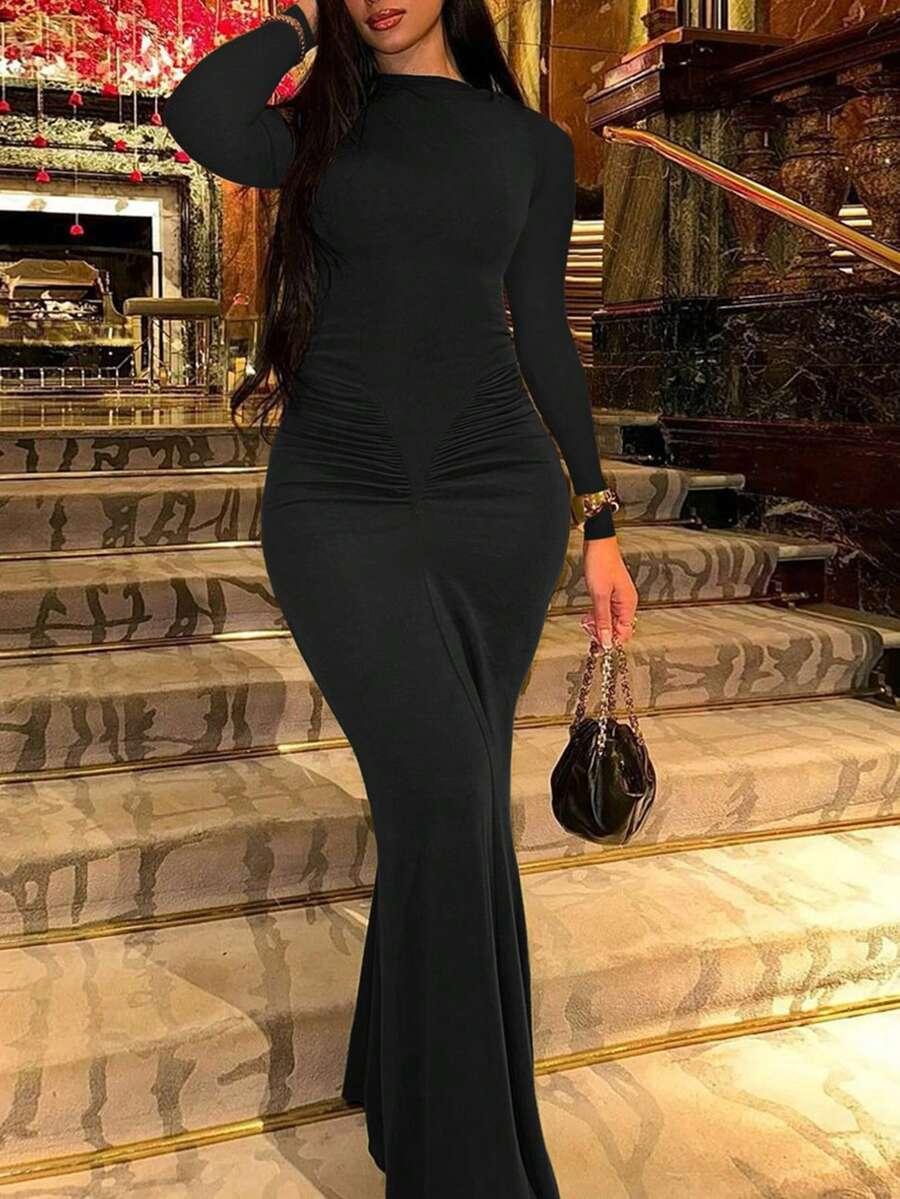 SUKIENKA MAXI BODYCON Z DŁUGIM RĘKAWEM