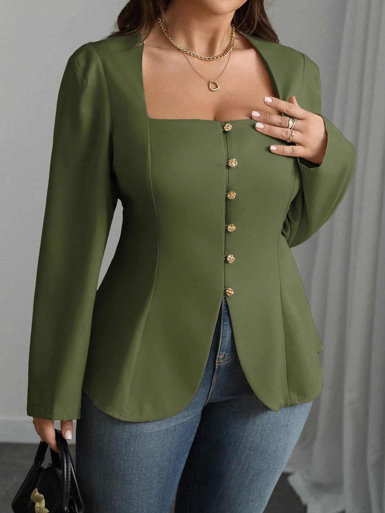 BLUZKA DAMSKA KWADRATOWA PLUS SIZE