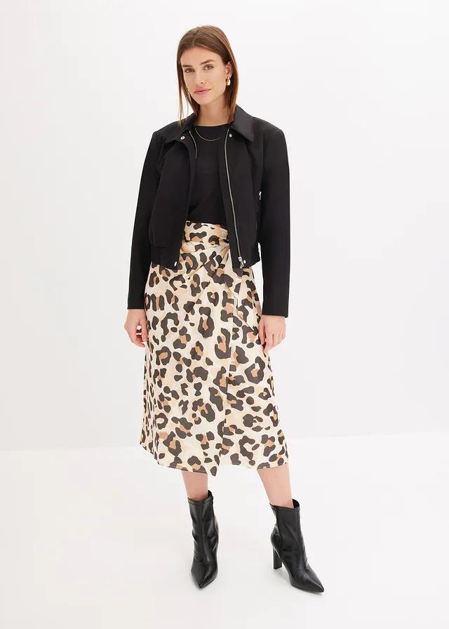 kopertowa midi spódnica animal print 