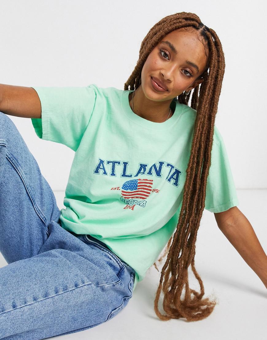 zielony t-shirt okrągły dekolt