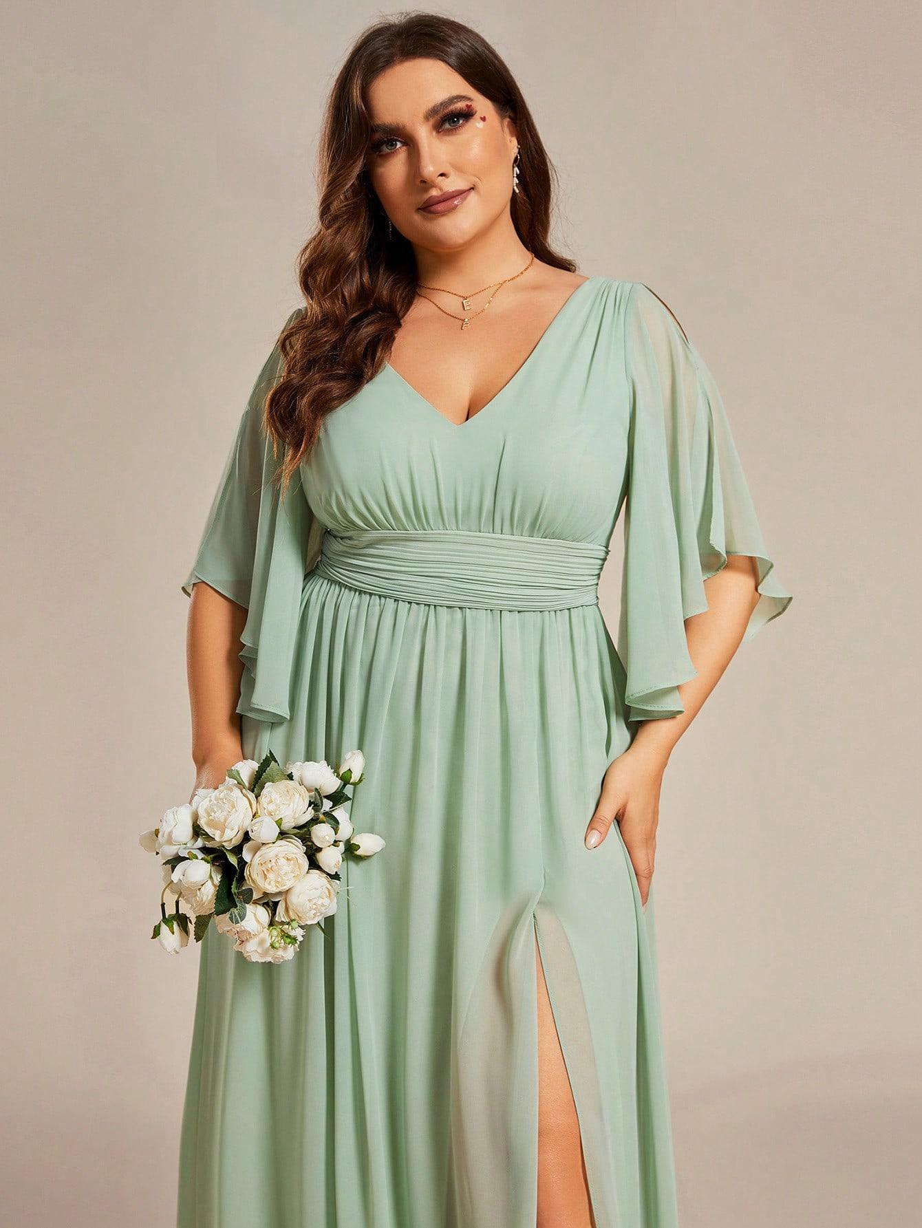 ZIELONA MAXI SUKIENKA V-NECK